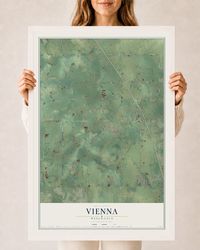 Map of Vienna, Wisconsin, 24 x 36 inch print in a white wood frame