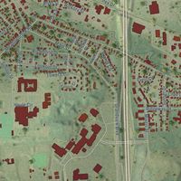 Close-up of the map of the Village of Pewaukee, Wisconsin print showing street and building detail