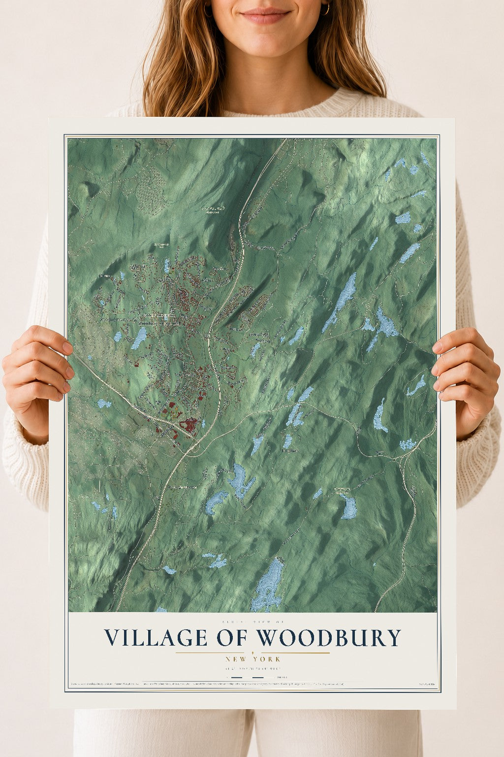 Map of the Village of Woodbury, New York, 18 x 24 inch unframed archival matte print