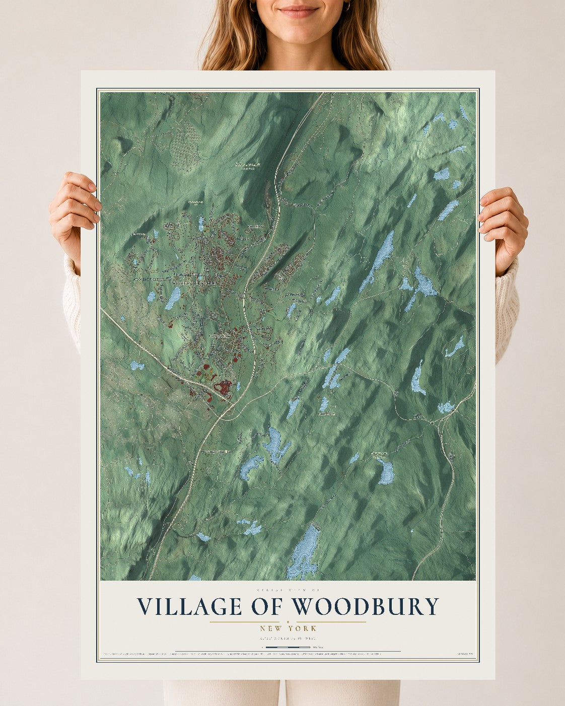 Map of the Village of Woodbury, New York, 24 x 36 inch unframed archival matte print