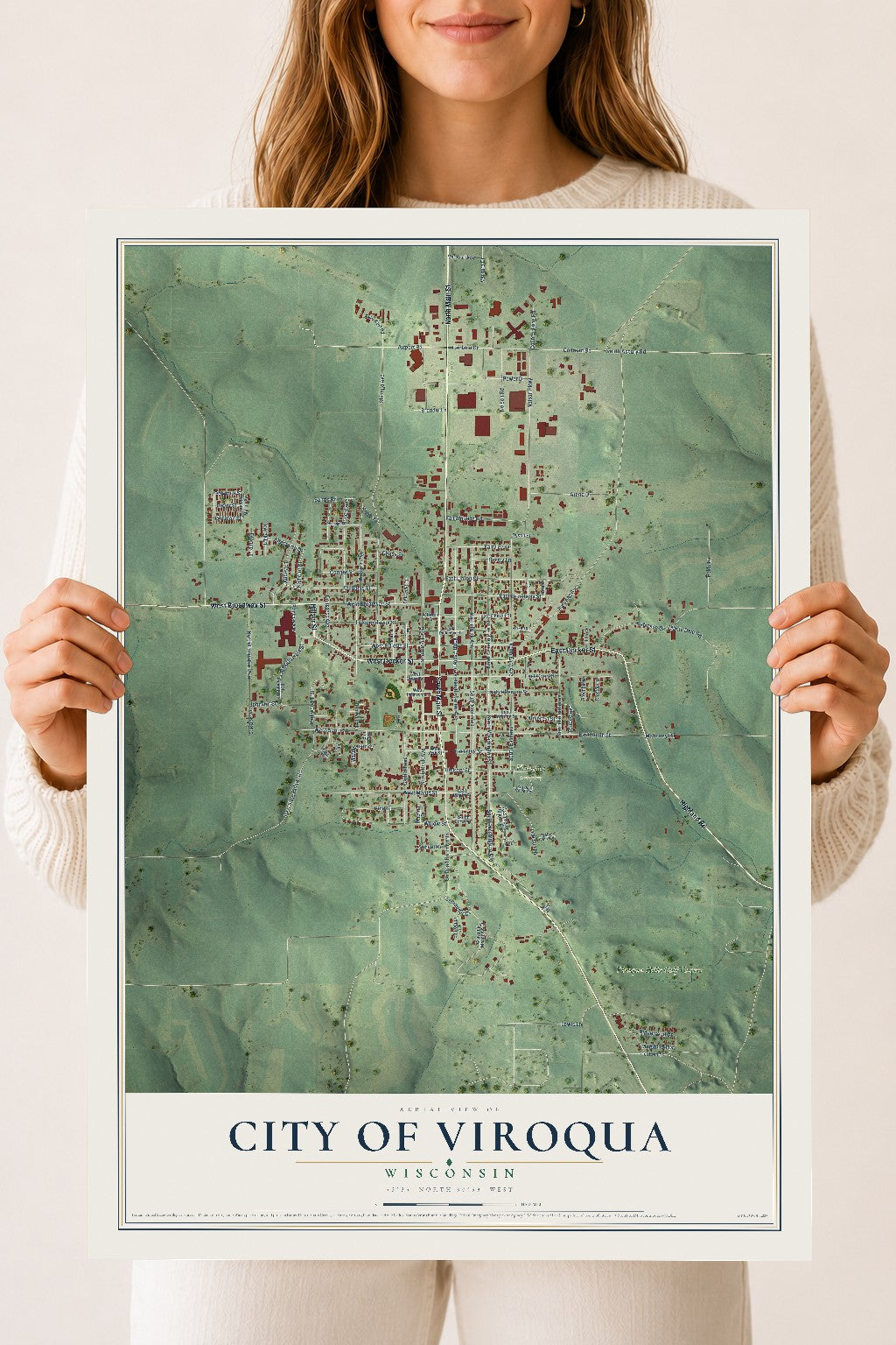 Map of Viroqua, Wisconsin, 18 x 24 inch unframed archival matte print
