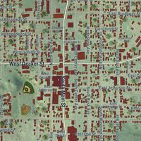 Close-up of the map of Viroqua, Wisconsin print showing street and building detail