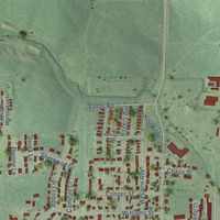 Second close-up of the map of Viroqua, Wisconsin print showing more streets and buildings