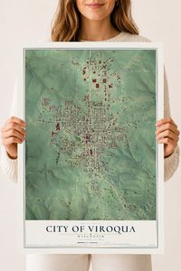 Map of Viroqua, Wisconsin, 18 x 24 inch unframed archival matte print