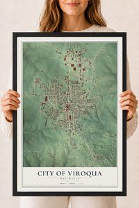 Map of Viroqua, Wisconsin, 18 x 24 inch print in a black wood frame