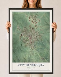 Map of Viroqua, Wisconsin, 24 x 36 inch print in a black wood frame
