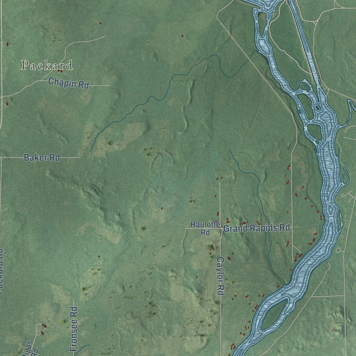Second close-up of the map of Wagner, Wisconsin print showing more streets and buildings