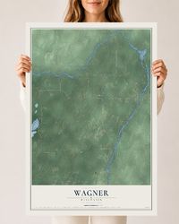 Map of Wagner, Wisconsin, 24 x 36 inch unframed archival matte print