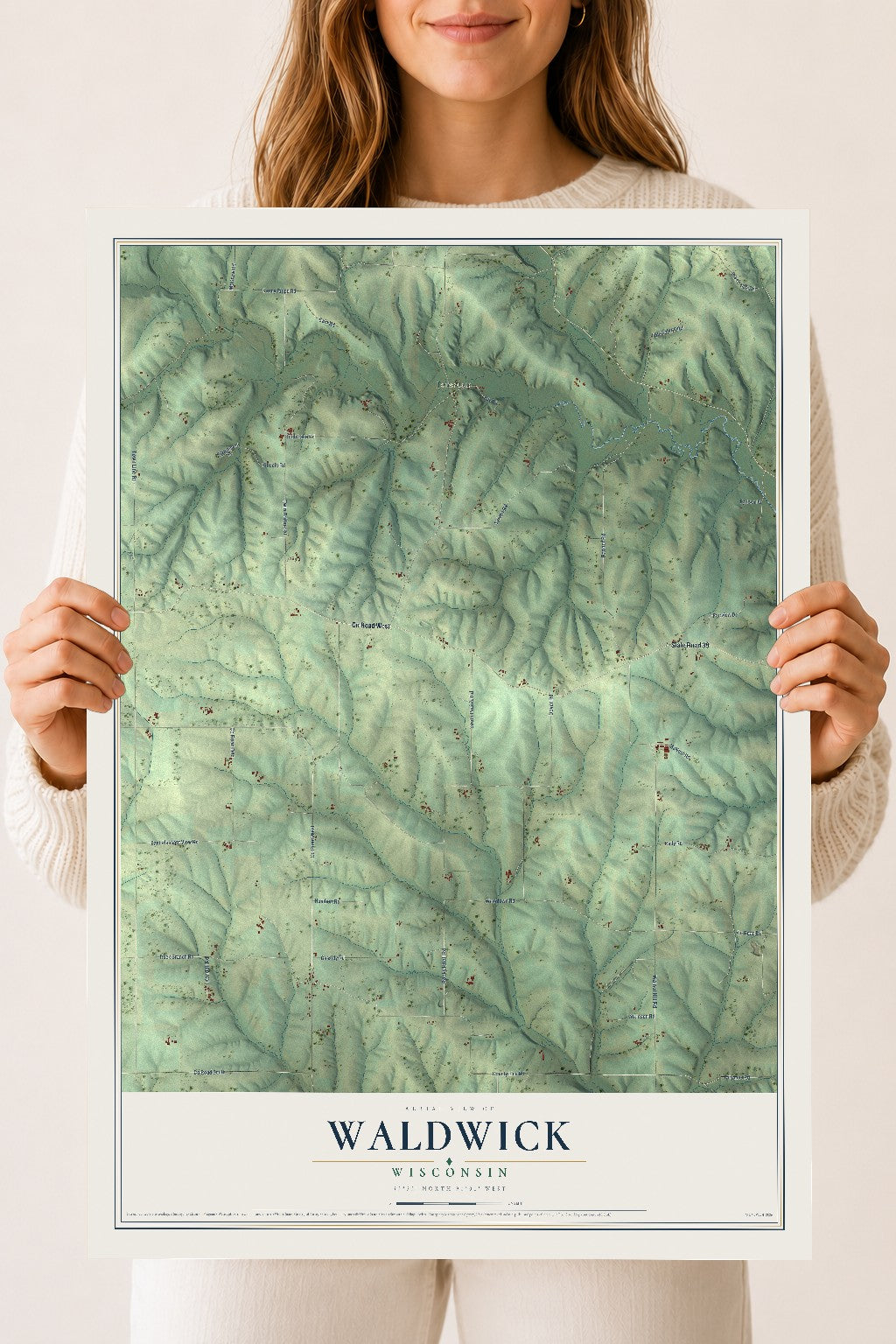 Map of Waldwick, Wisconsin, 18 x 24 inch unframed archival matte print