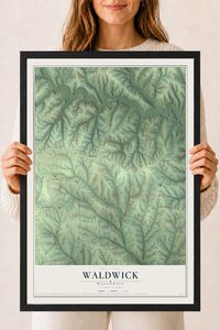 Map of Waldwick, Wisconsin, 18 x 24 inch print in a black wood frame