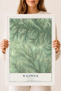 Map of Waldwick, Wisconsin, 18 x 24 inch print in a white wood frame