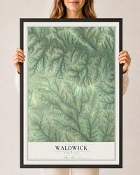 Map of Waldwick, Wisconsin, 24 x 36 inch print in a black wood frame