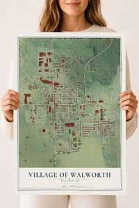 Map of Walworth, Wisconsin, 18 x 24 inch unframed archival matte print