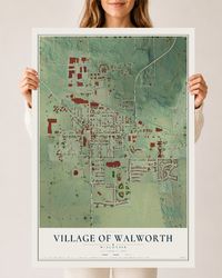 Map of Walworth, Wisconsin, 24 x 36 inch unframed archival matte print