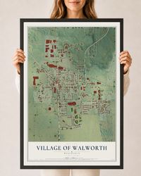 Map of Walworth, Wisconsin, 24 x 36 inch print in a black wood frame