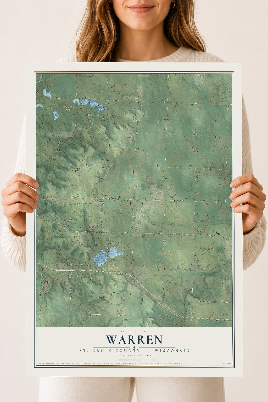 Map of Warren, St. Croix County, Wisconsin, 18 x 24 inch unframed archival matte print