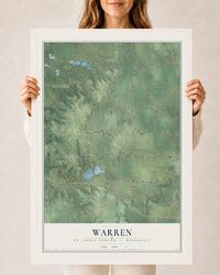 Map of Warren, St. Croix County, Wisconsin, 24 x 36 inch print in a white wood frame