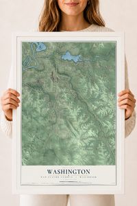 Map of Washington, Eau Claire County, Wisconsin, 18 x 24 inch print in a white wood frame
