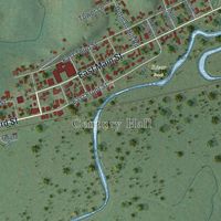 Second close-up of the map of Wauzeka, Wisconsin print showing more streets and buildings