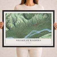 Map of Wauzeka, Wisconsin, 18 x 24 inch print in a black wood frame