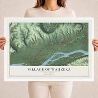 Map of Wauzeka, Wisconsin, 18 x 24 inch print in a white wood frame