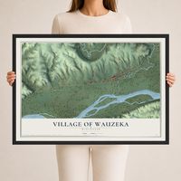 Map of Wauzeka, Wisconsin, 24 x 36 inch print in a black wood frame