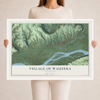 Map of Wauzeka, Wisconsin, 24 x 36 inch print in a white wood frame