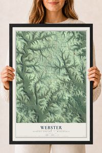 Map of Webster, Vernon County, Wisconsin, 18 x 24 inch print in a black wood frame
