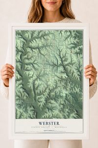 Map of Webster, Vernon County, Wisconsin, 18 x 24 inch print in a white wood frame