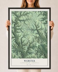 Map of Webster, Vernon County, Wisconsin, 24 x 36 inch print in a black wood frame