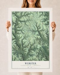Map of Webster, Vernon County, Wisconsin, 24 x 36 inch print in a white wood frame