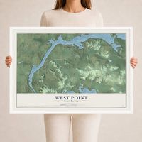 Map of West Point, Wisconsin, 24 x 36 inch print in a white wood frame