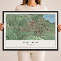 Map of West Salem, Wisconsin, 18 x 24 inch print in a black wood frame