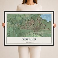 Map of West Salem, Wisconsin, 24 x 36 inch print in a black wood frame