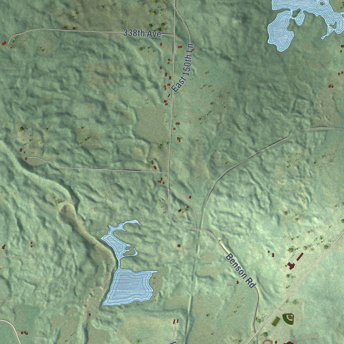 Close-up of the map of West Sweden, Wisconsin print showing street and building detail