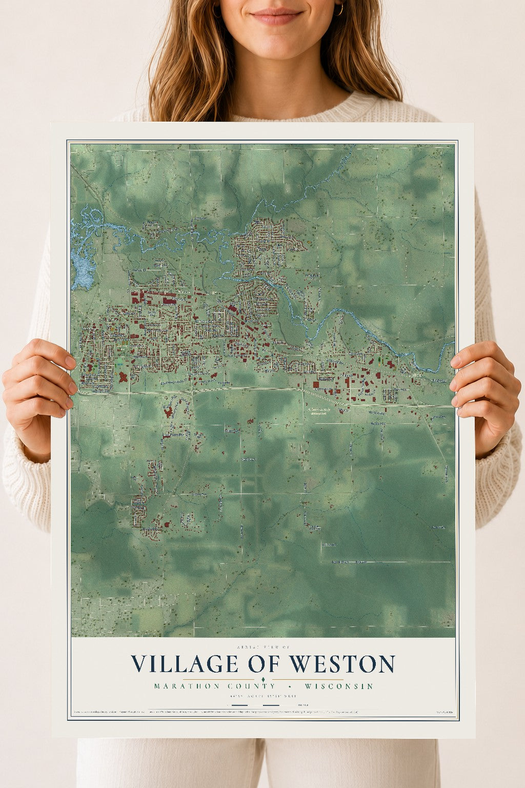 Map of Weston, Wisconsin, 18 x 24 inch unframed archival matte print
