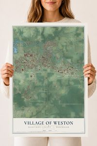 Map of Weston, Wisconsin, 18 x 24 inch unframed archival matte print