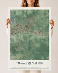 Map of Weston, Wisconsin, 24 x 36 inch unframed archival matte print
