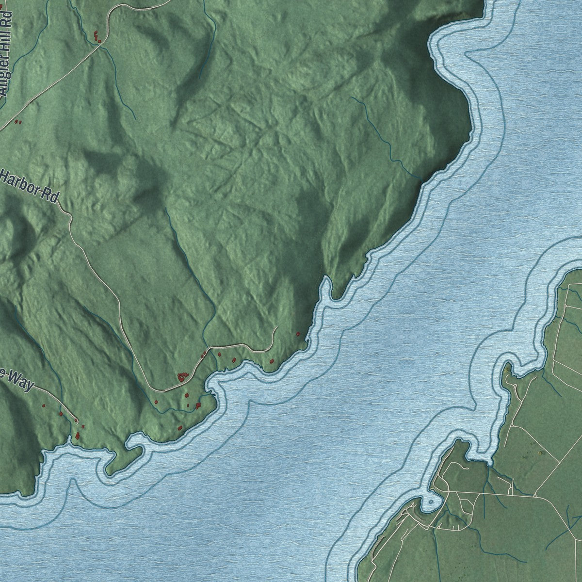 Second close-up of the map of Westport, New York print showing more streets and buildings