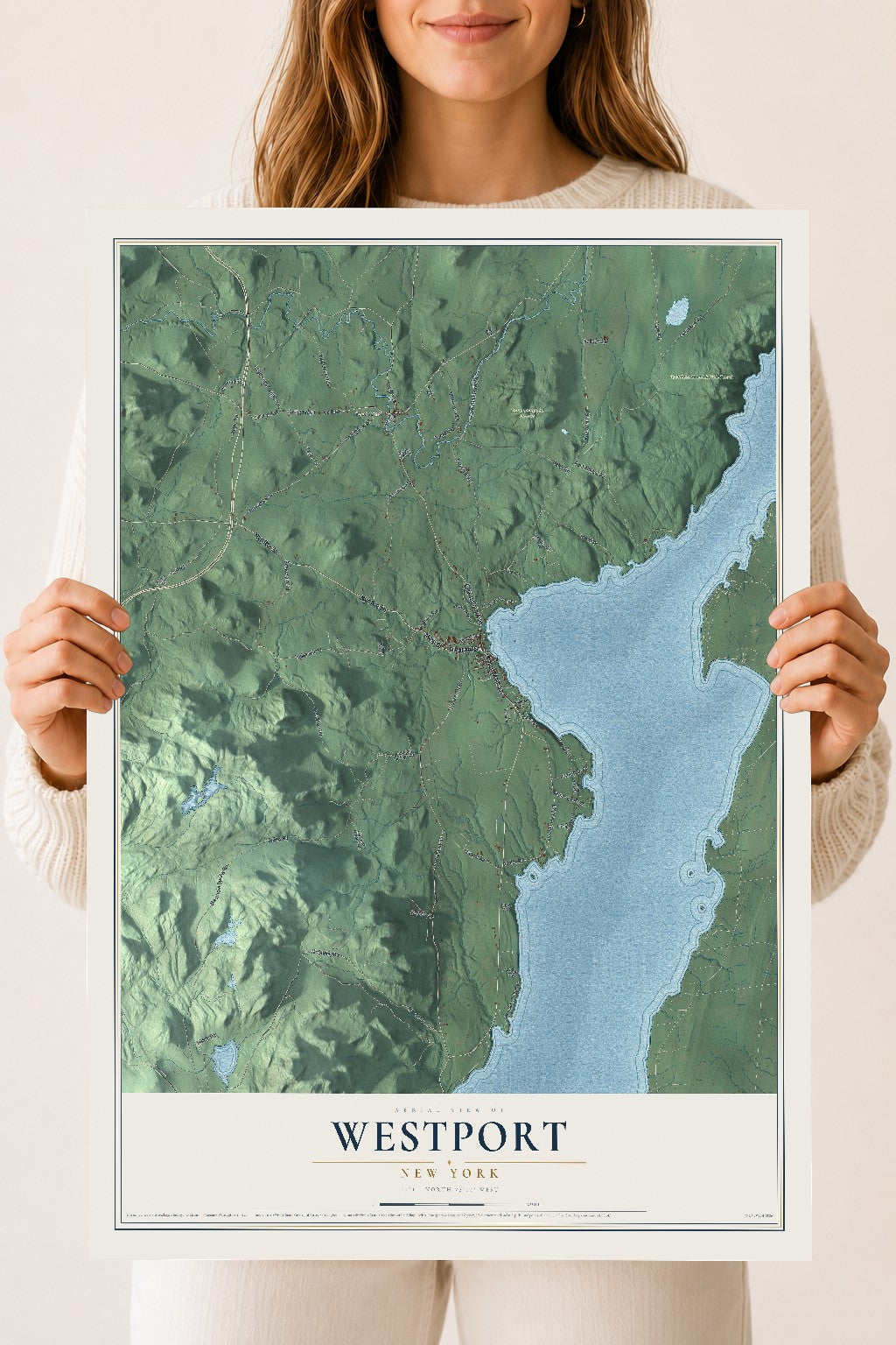 Map of Westport, New York, 18 x 24 inch unframed archival matte print