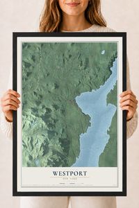 Map of Westport, New York, 18 x 24 inch print in a black wood frame