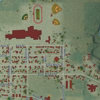 Second close-up of the map of Weyauwega, Wisconsin print showing more streets and buildings