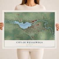 Map of Weyauwega, Wisconsin, 18 x 24 inch unframed archival matte print