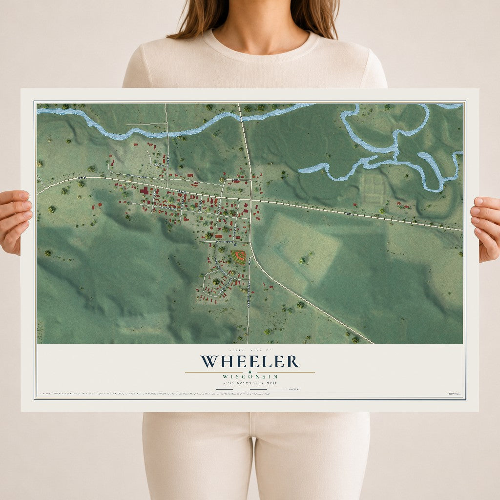 Map of Wheeler, Wisconsin, 18 x 24 inch unframed archival matte print