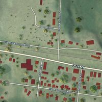 Close-up of the map of Wheeler, Wisconsin print showing street and building detail