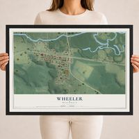 Map of Wheeler, Wisconsin, 18 x 24 inch print in a black wood frame