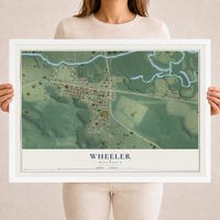 Map of Wheeler, Wisconsin, 18 x 24 inch print in a white wood frame