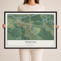 Map of Wheeler, Wisconsin, 24 x 36 inch print in a black wood frame
