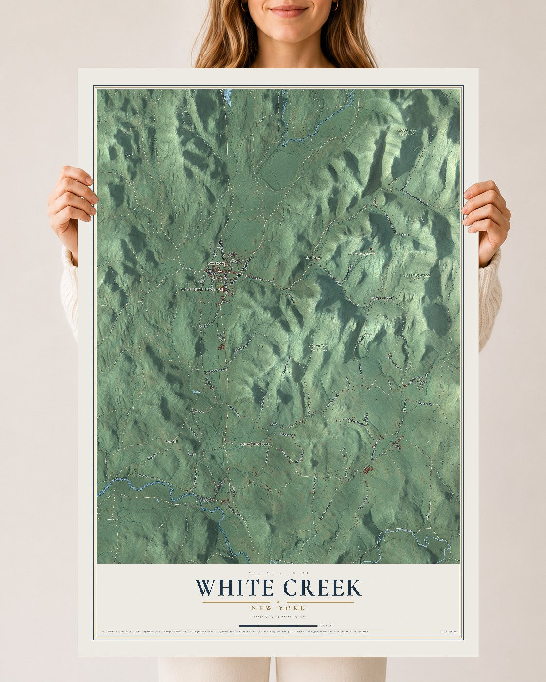 Map of White Creek, New York, 24 x 36 inch unframed archival matte print
