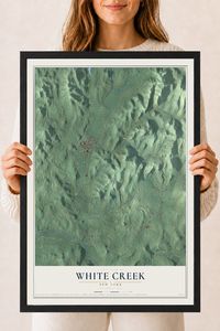 Map of White Creek, New York, 18 x 24 inch print in a black wood frame